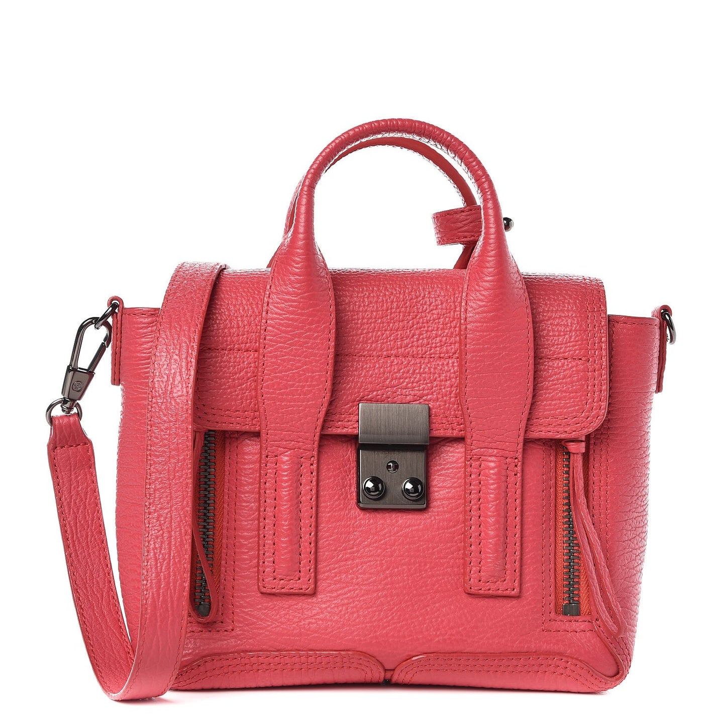 3.1 Textured Calfskin Mini Pashli Satchel Raspberry