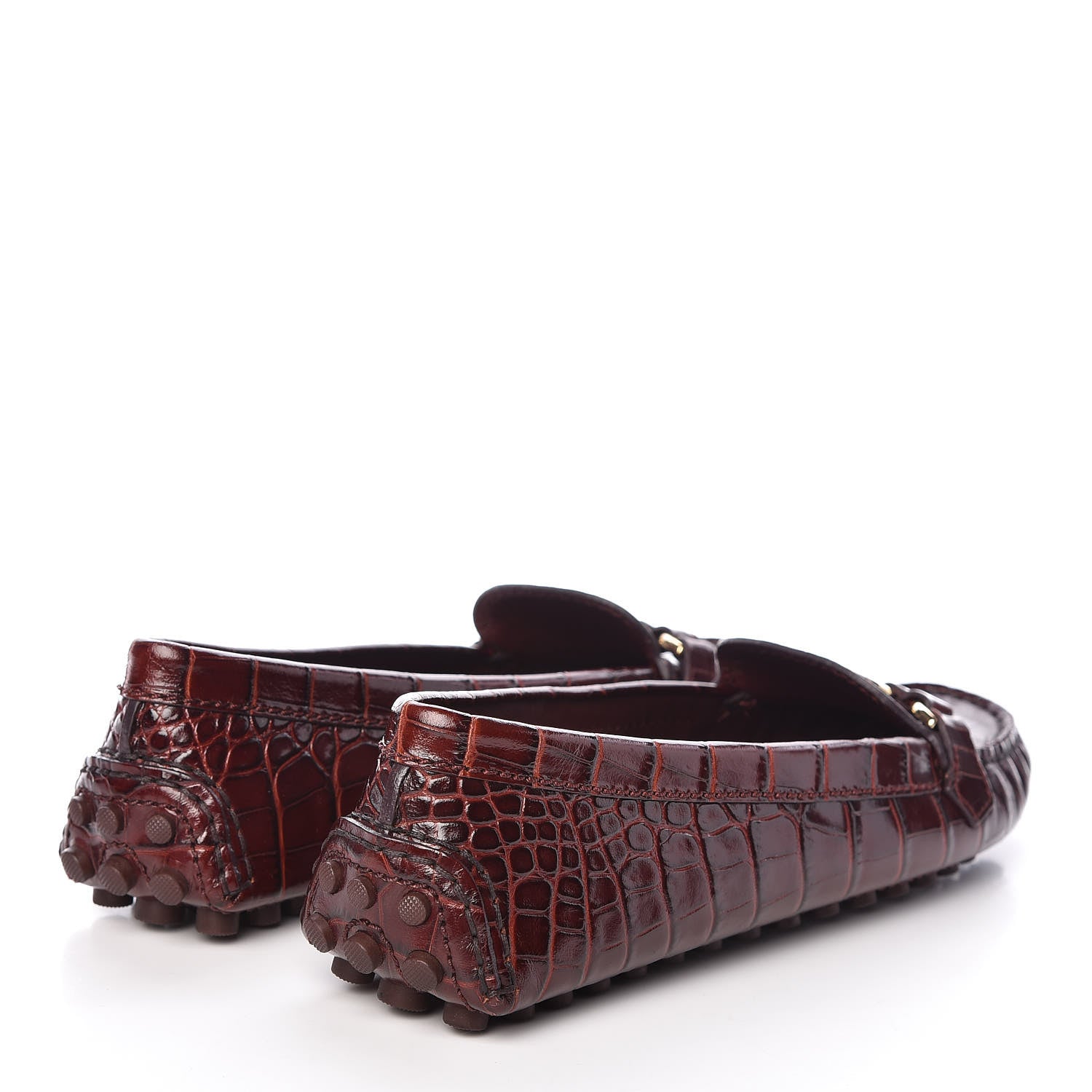 Louis Vuitton Calfskin Crocodile Embossed Dauphine Loafers 36 Bordeaux 4 of 8
