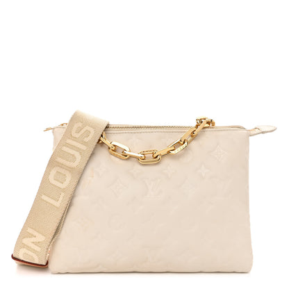 Louis Vuitton Lambskin Embossed Monogram Coussin PM Beige Cream 1 of 12