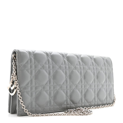 Christian Dior Lambskin Cannage Lady Dior Convertible Clutch Grey 3 of 16