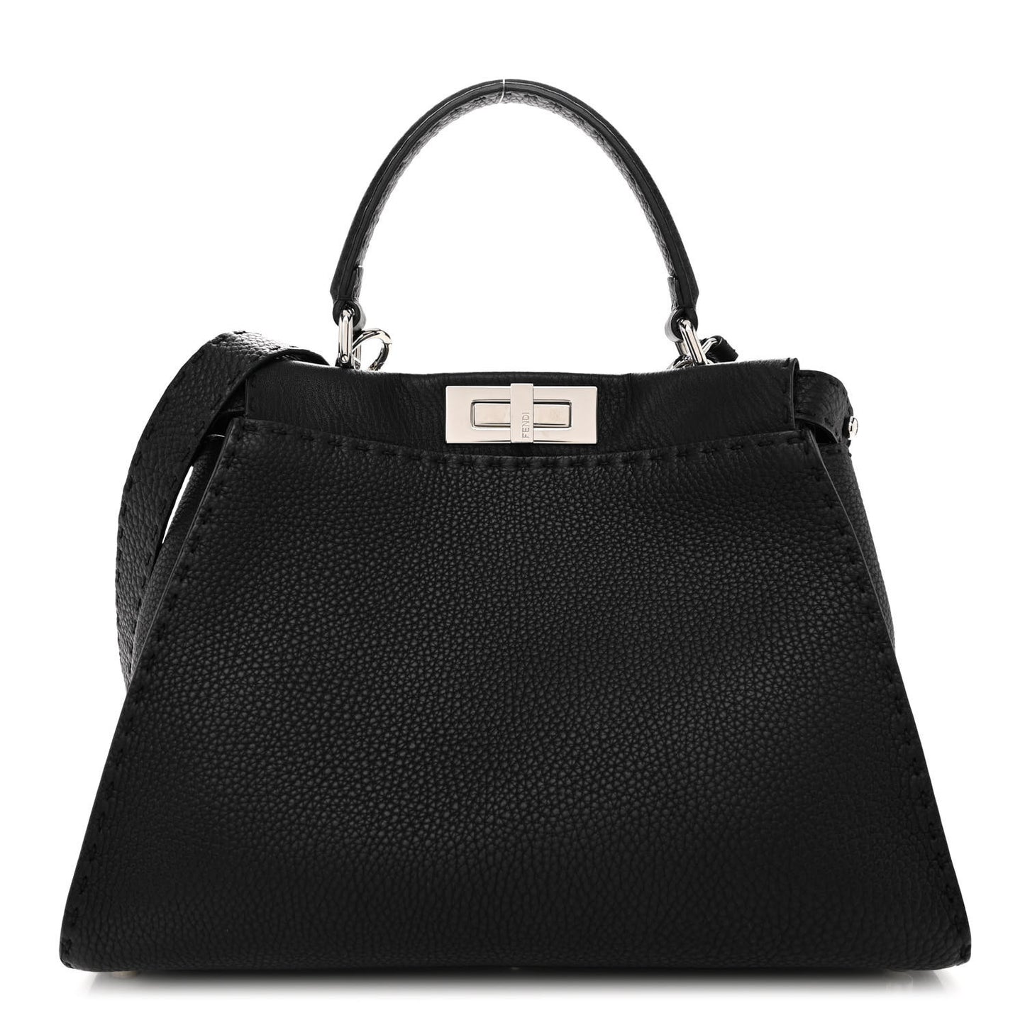 Cuoio Romano Alcantara Selleria Medium Peekaboo Iconic Satchel Black Mou Fallad