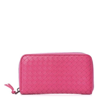 Bottega Veneta Nappa Intrecciato Zip Around Wallet Rosa Shock 1 of 10