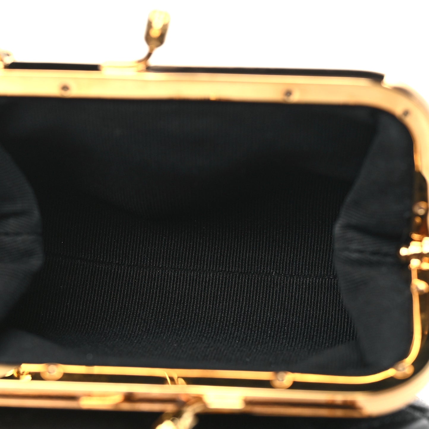 Lambskin Quilted Trio Kiss Lock Clutch With Chain Black