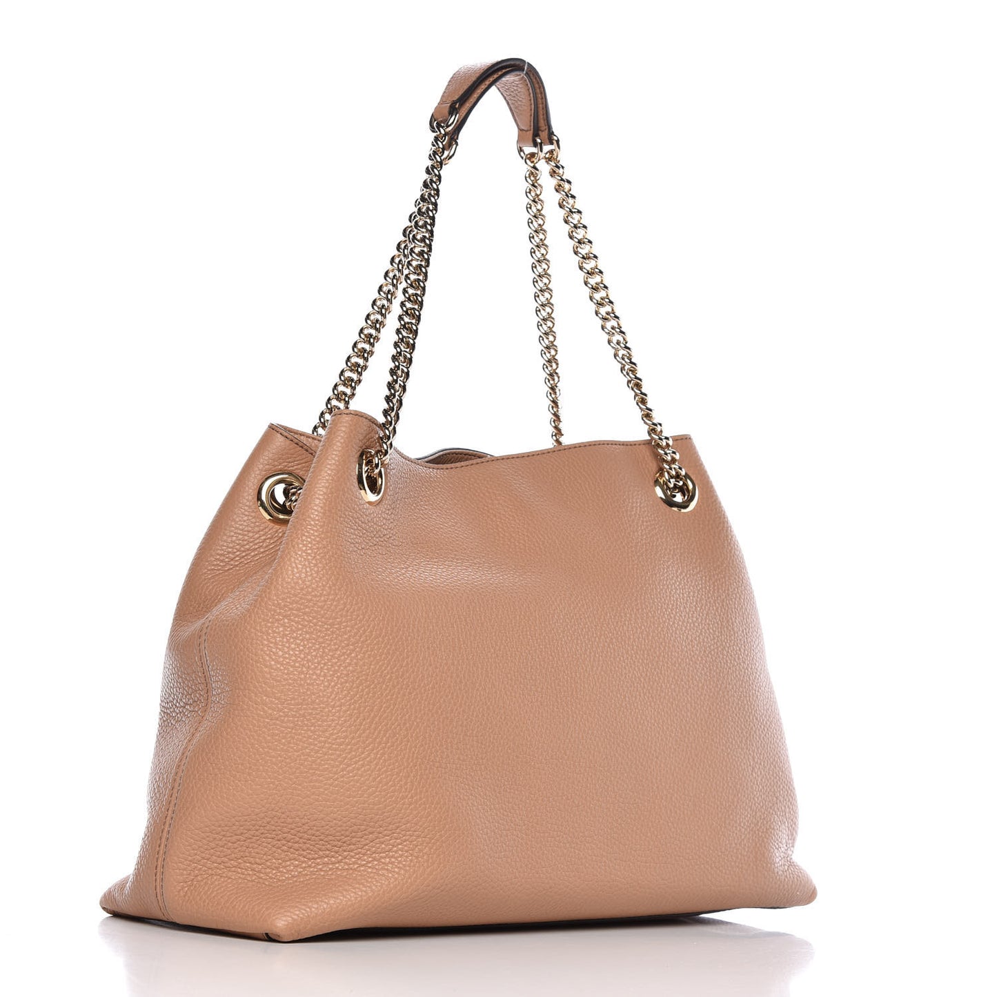 Pebbled Calfskin Medium Soho Chain Shoulder Bag Camelia