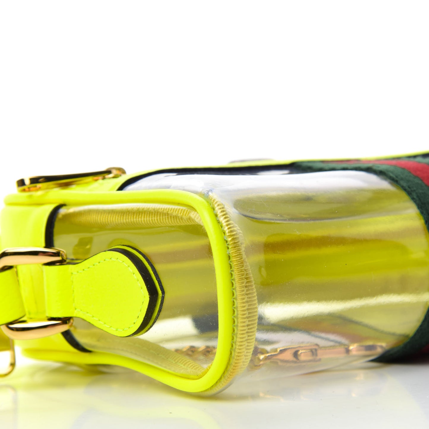 Vinyl Web Mini Ophidia Transparent Shoulder Bag Yellow Fluo