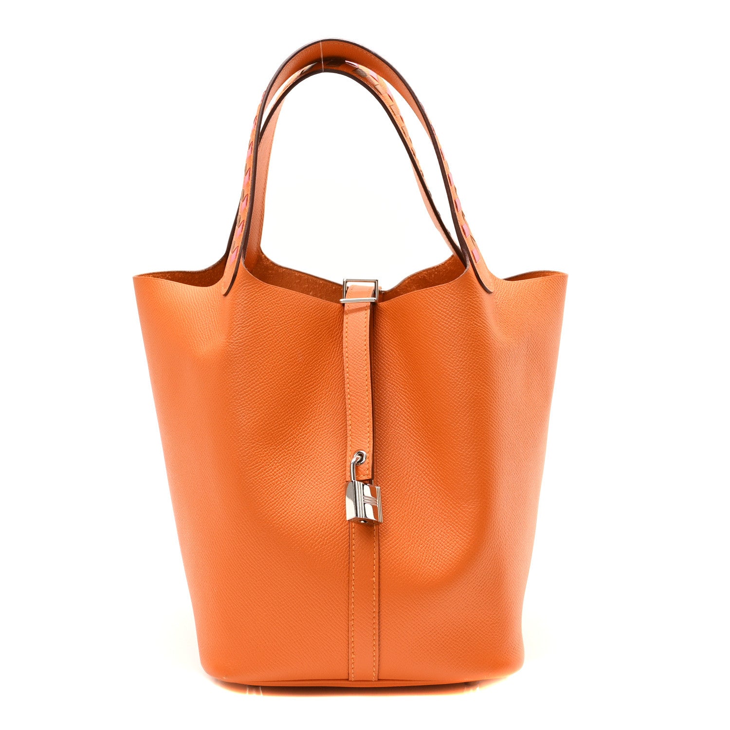 Hermes Epsom Tressage De Cuir Picotin Lock 22 MM Abricot Rose Azalee Gold 1 of 9