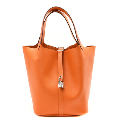 Hermes Epsom Tressage De Cuir Picotin Lock 22 MM Abricot Rose Azalee Gold 1 of 9