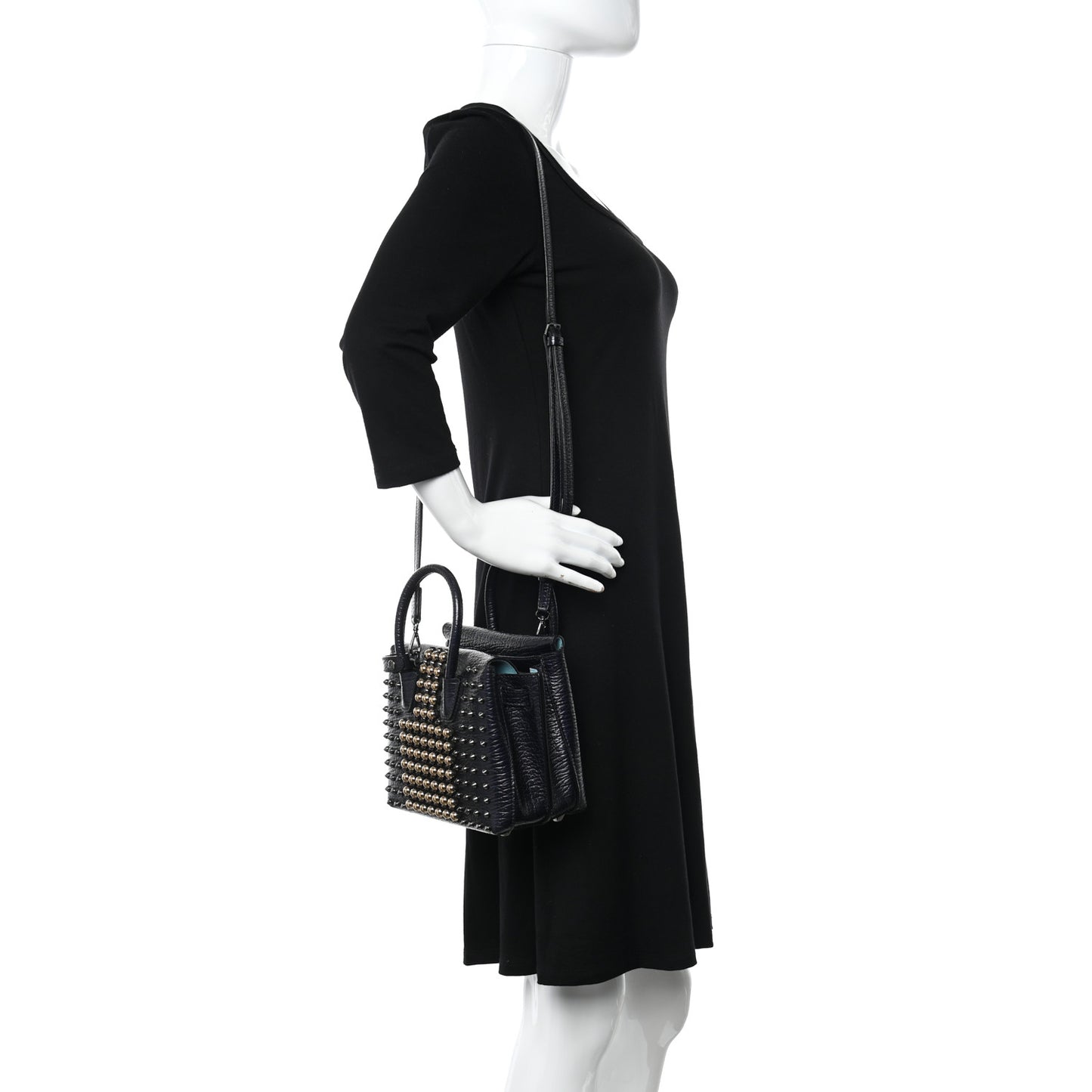 Calfskin Studded Mini Milla Tote Blue