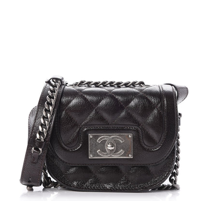 Chanel Shiny Goatskin Quilted Small Double Chained Messenger Flap Burgundy 1 of 7