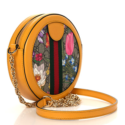 Gucci GG Supreme Monogram Flora Web Mini Ophidia Round Shoulder Bag Beige Multicolor Crop 3 of 9
