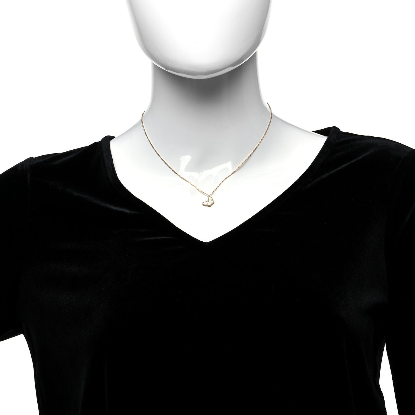 18K Yellow Gold Mother of Pearl Sweet Alhambra Butterfly Pendant Necklace