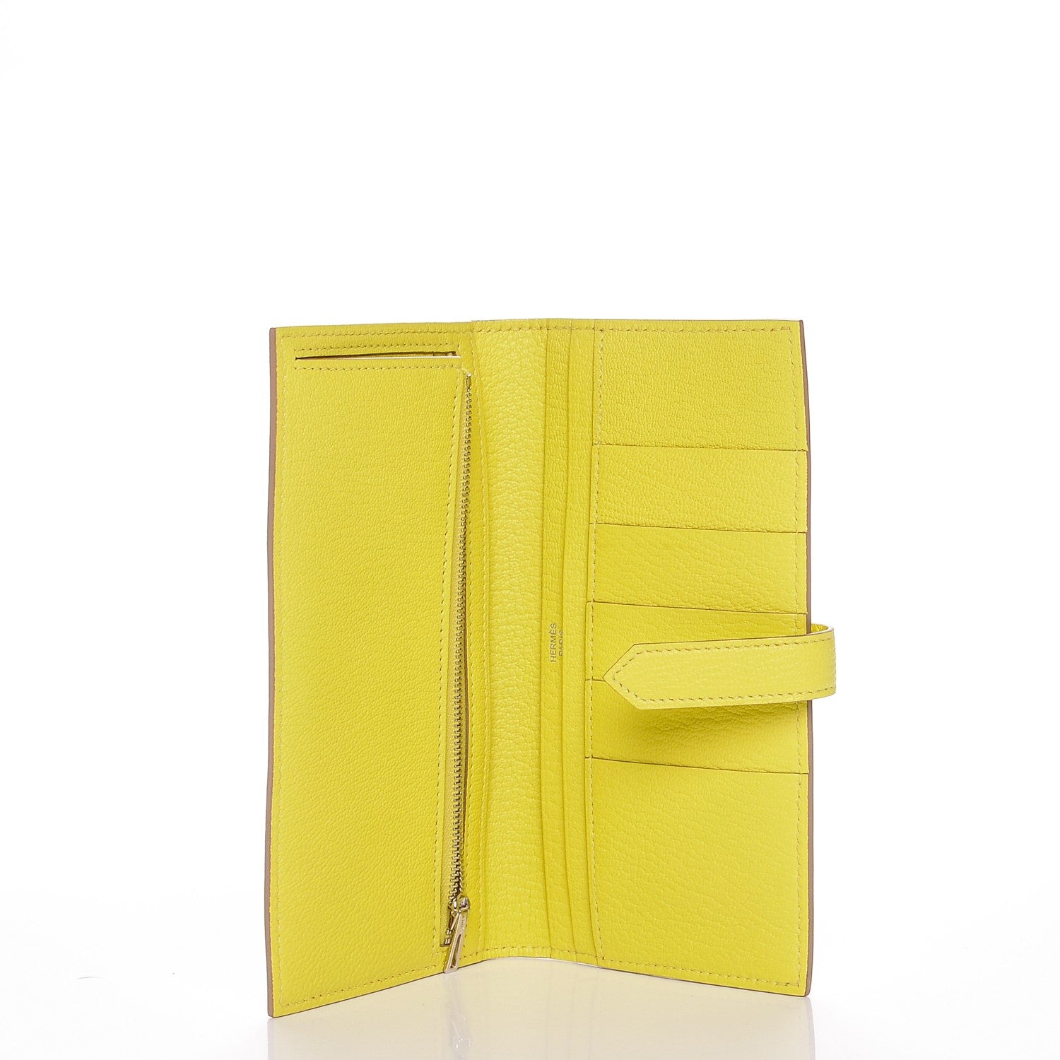 Hermes Chevre Mysore Bearn Gusset Wallet Lime 5 of 6