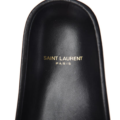 Saint Laurent Calfskin Monogram Jimmy Joan Slide Sandals 37 Black 5 of 8