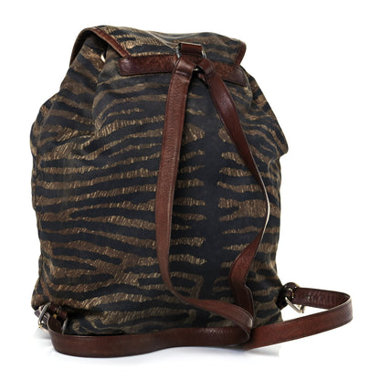 Prada Tessuto Tiger Print Cinch Backpack Brown 2 of 15