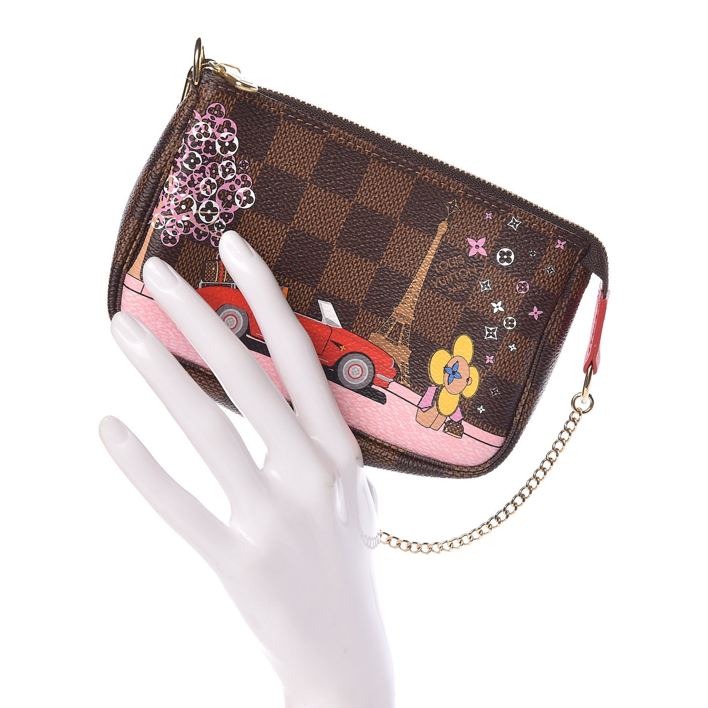 Damier Ebene 2019 Christmas Animation Mini Pochette Accessories Red