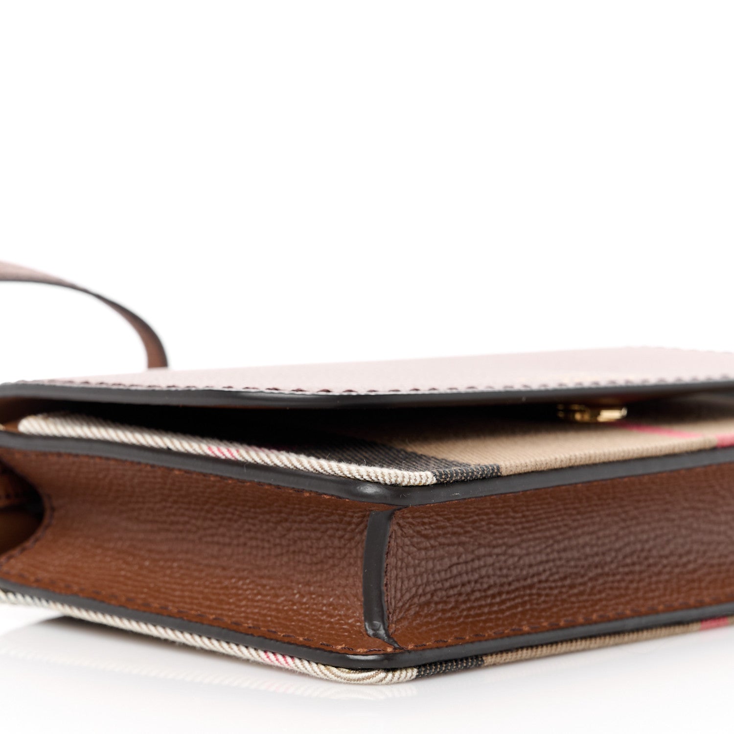 Burberry Derby Calfskin House Check Mini Hampshire Crossbody Tan 10 of 11