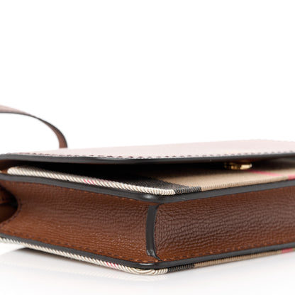 Burberry Derby Calfskin House Check Mini Hampshire Crossbody Tan 10 of 11