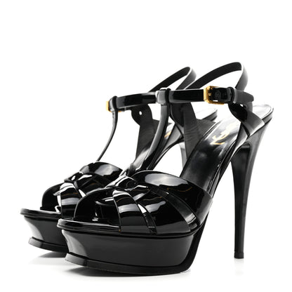 Saint Laurent Patent Tribute 105 Platform Sandals 38.5 Black 3 of 10