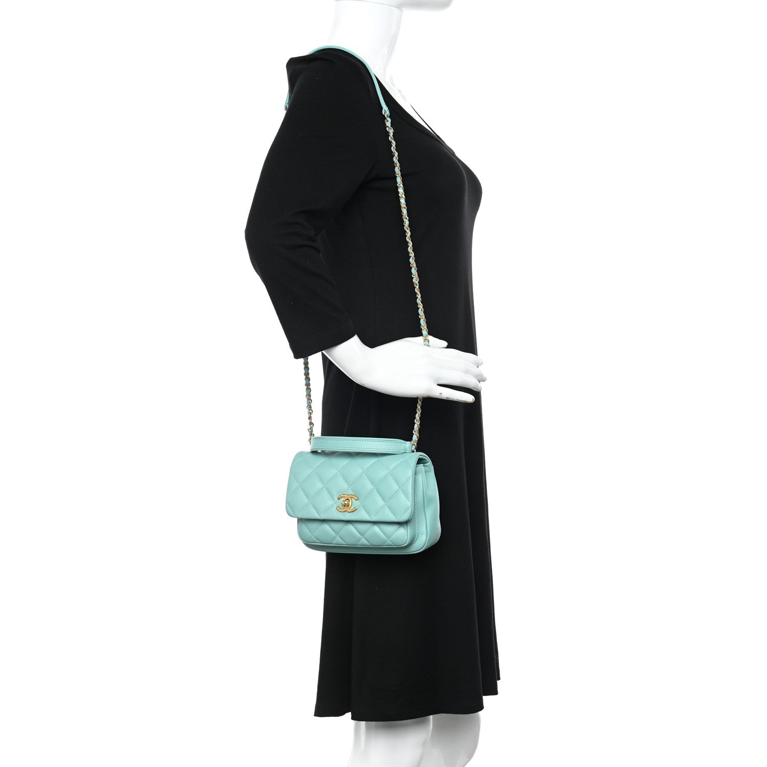 Chanel Calfskin Quilted Top Handle Flap Light Blue 2 of 10