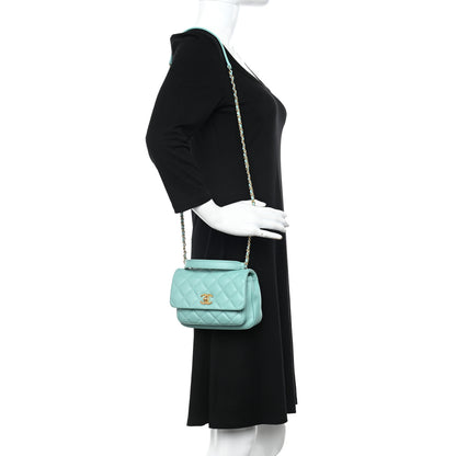 Chanel Calfskin Quilted Top Handle Flap Light Blue 2 of 10