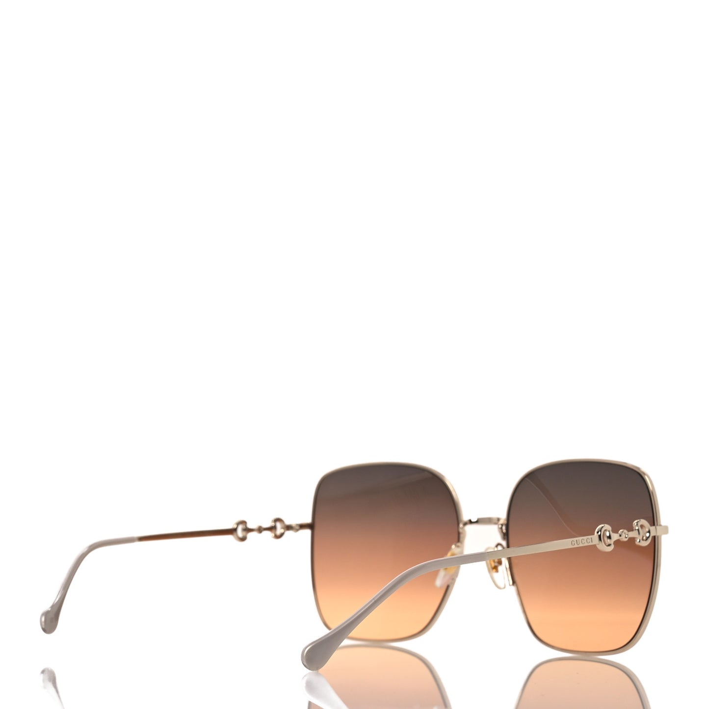 Metal Horsebit Square Frame Sunglasses GG0879S Gold
