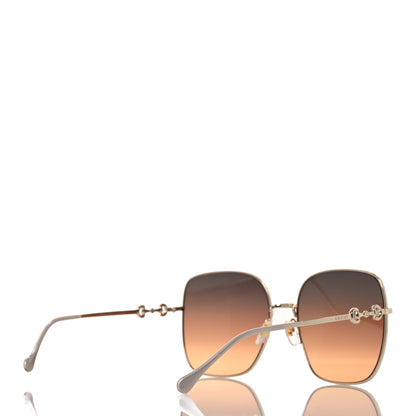 Gucci Metal Horsebit Square Frame Sunglasses GG0879S Gold 4 of 8