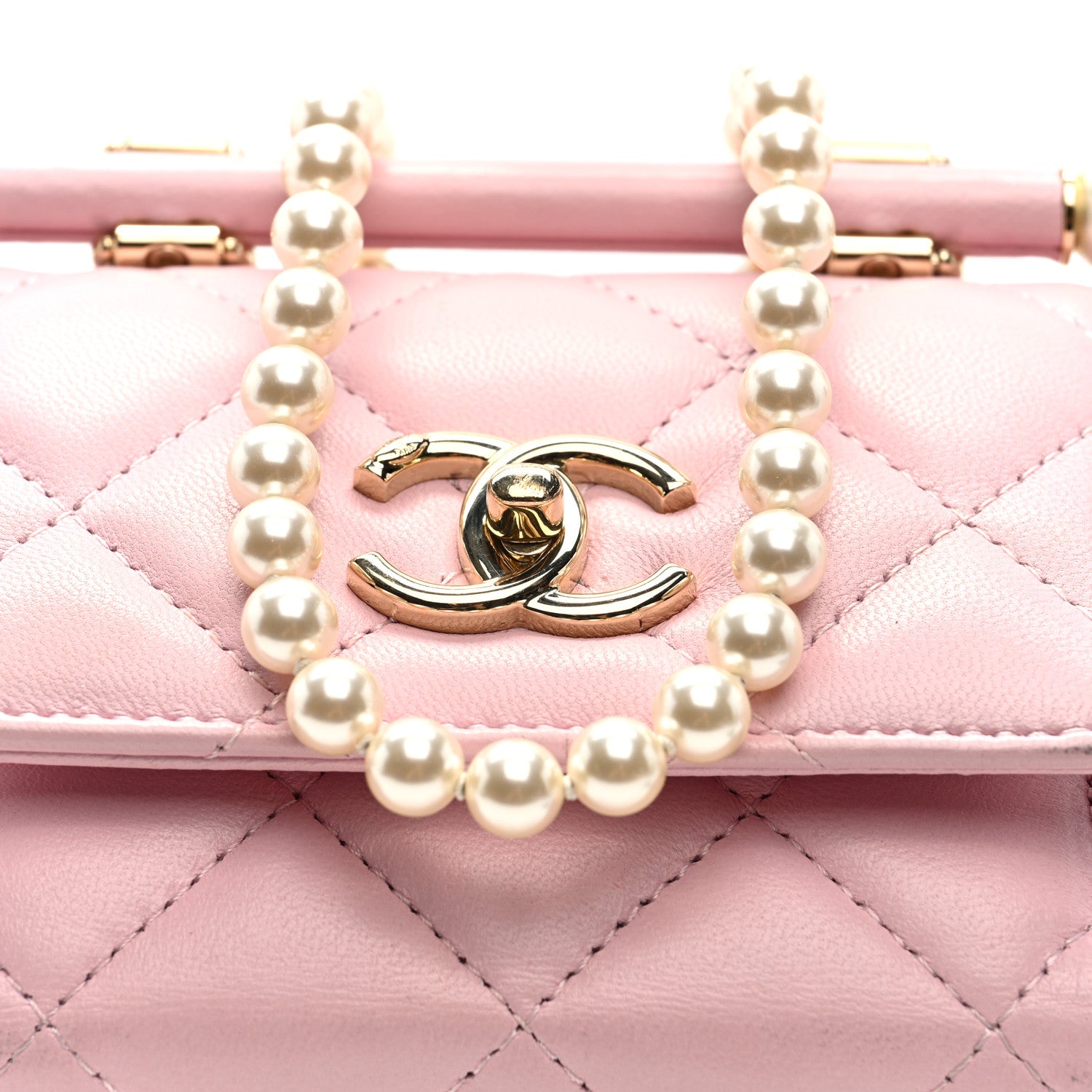 Chanel Lambskin Quilted Pearl Pyramid Clutch With Chain Pink 8 of 10