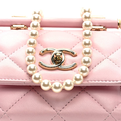 Chanel Lambskin Quilted Pearl Pyramid Clutch With Chain Pink 8 of 10