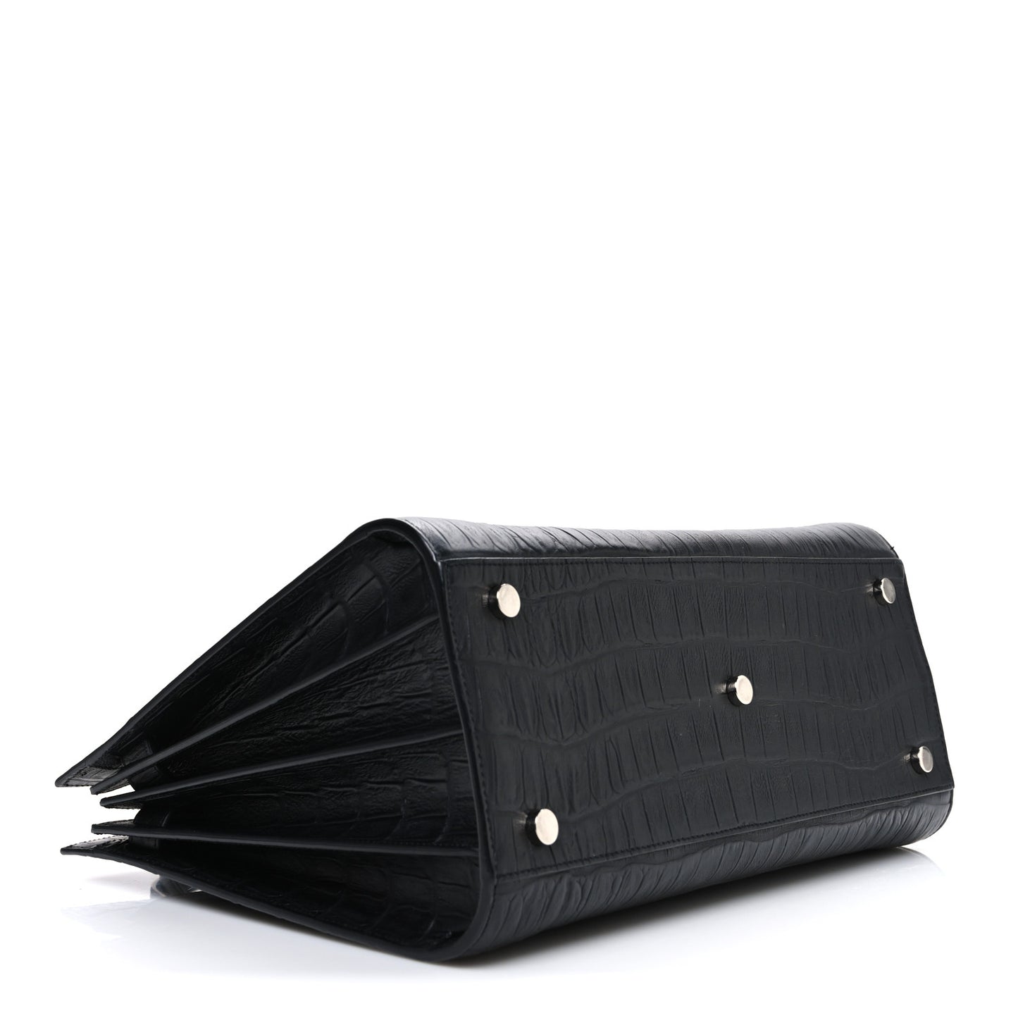 Calfskin Crocodile Embossed Small Sac de Jour Black