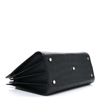 Saint Laurent Calfskin Crocodile Embossed Small Sac de Jour Black 4 of 10