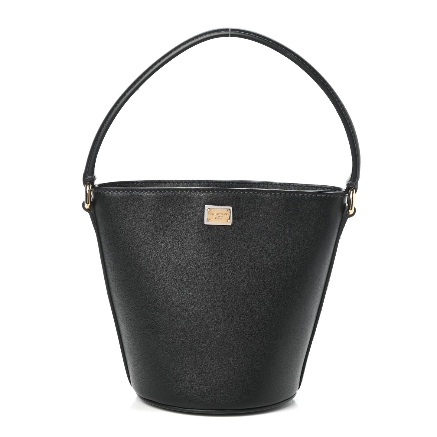 Vitello Top Handle Bucket Bag Black