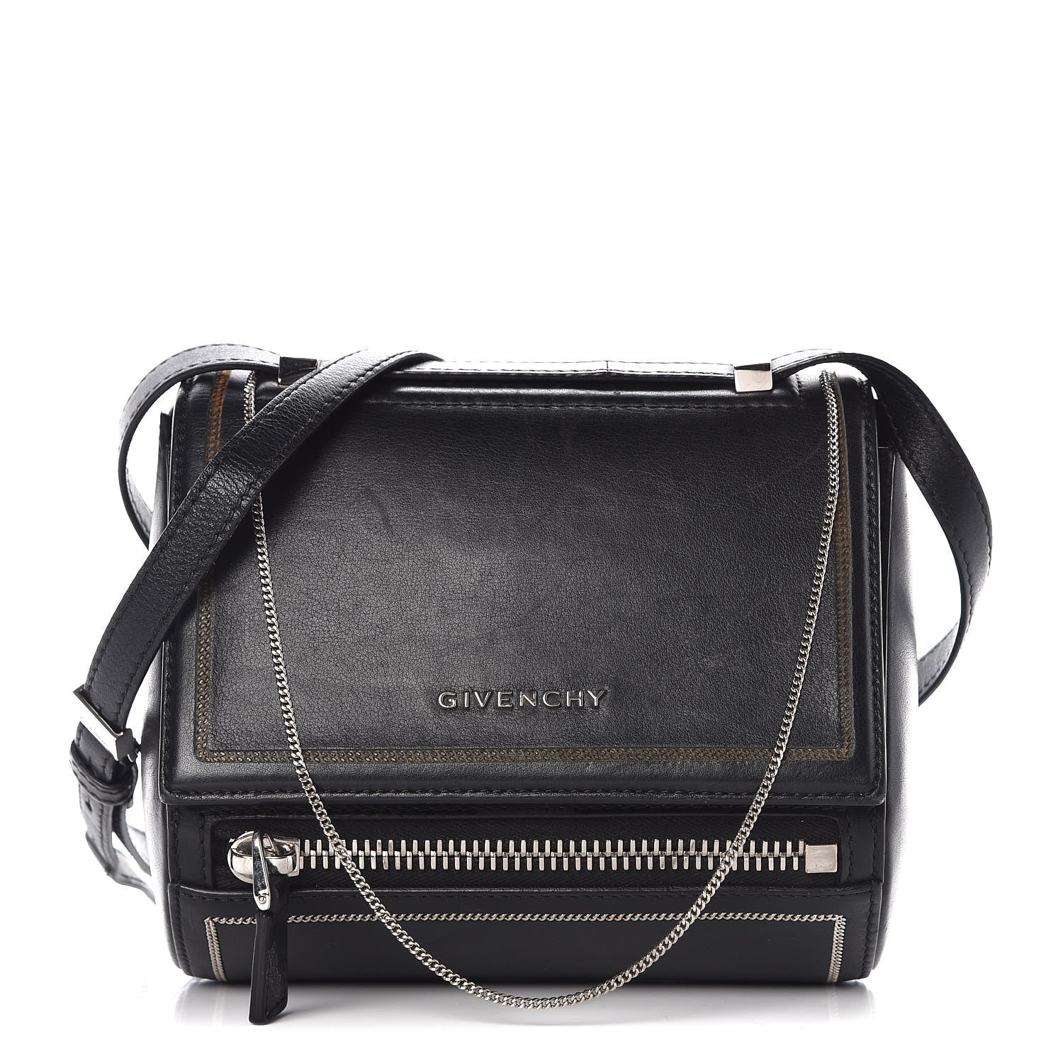 Givenchy Calfskin Chain Embellished Mini Pandora Box Crossbody Bag Black 1 of 9