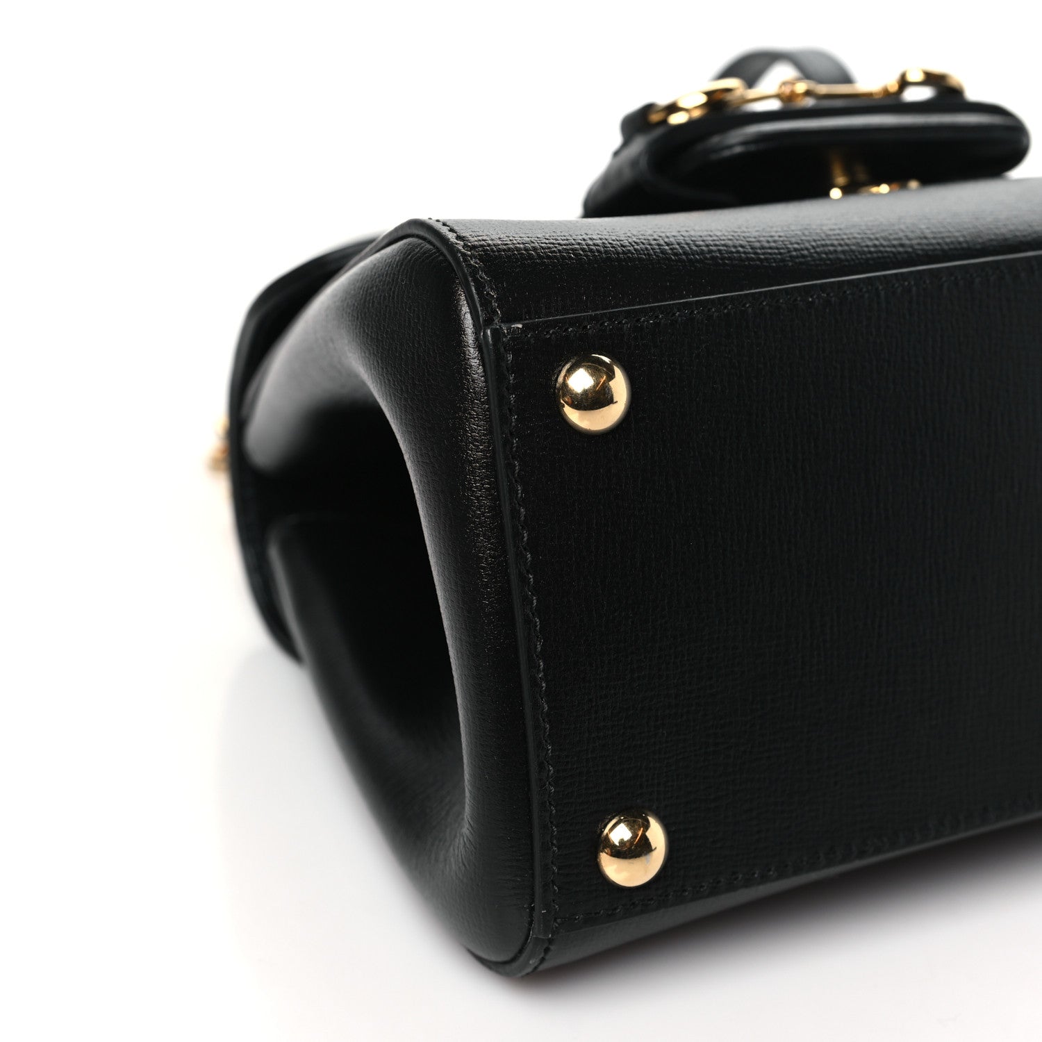 Gucci Glazed Textured Calfskin Mini Horsebit 1955 Top Handle Flap Bag Black 9 of 11