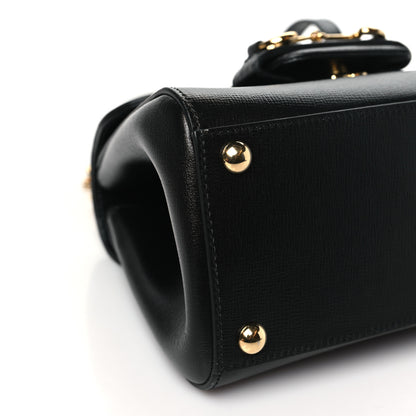 Gucci Glazed Textured Calfskin Mini Horsebit 1955 Top Handle Flap Bag Black 9 of 11