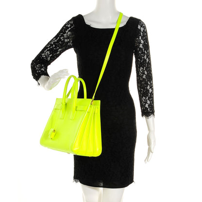 Saint Laurent Calfskin Small Sac De Jour Bag Neon Yellow 2 of 7