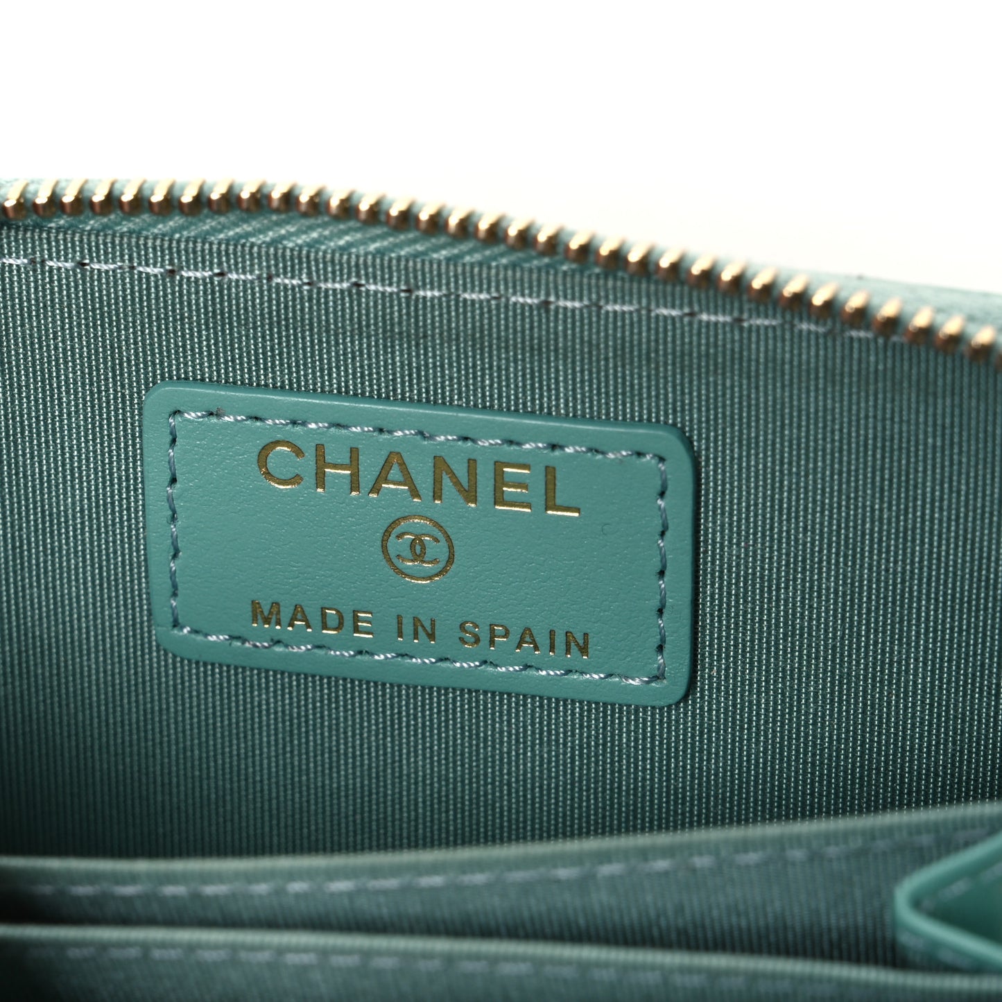 Lambskin Quilted Chanel 19 Zip Around Coin Purse Wallet Light Green