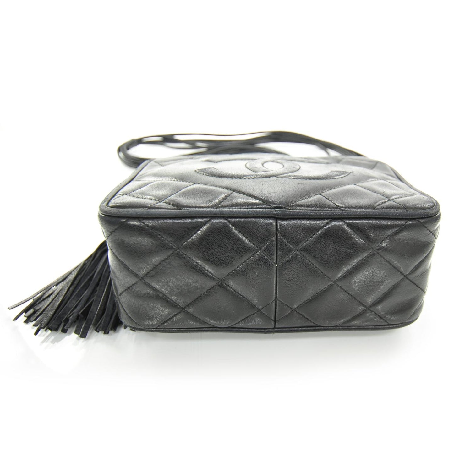 Lambskin Quilted Tassel Bag Black
