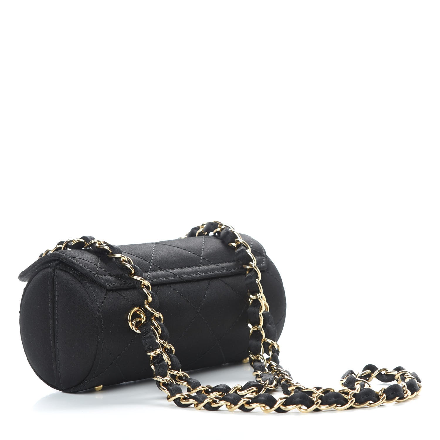 Chanel Satin Quilted Evening Bag Black 3 of 11