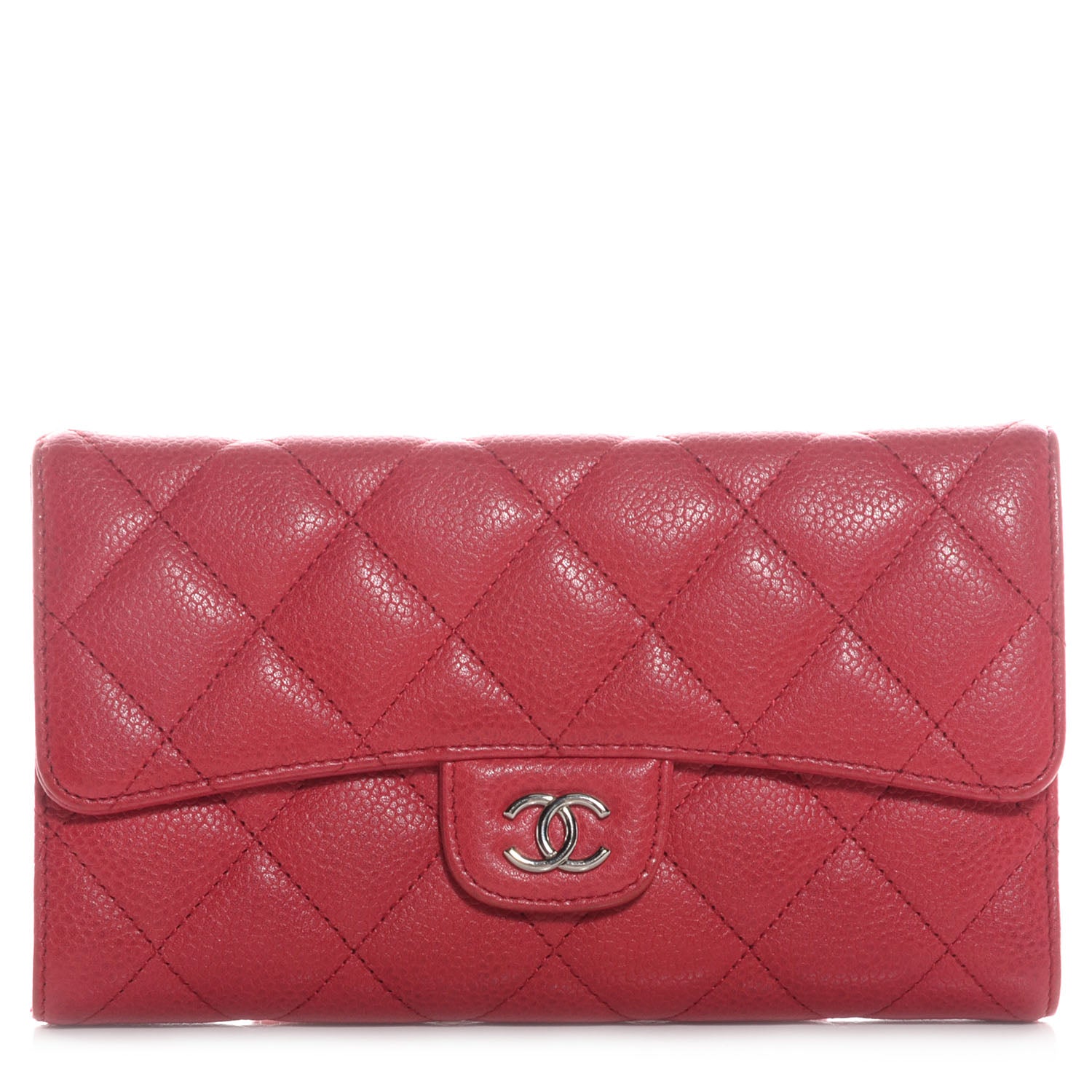 Chanel Caviar Quilted Long Flap Wallet Fuchsia 1 of 8