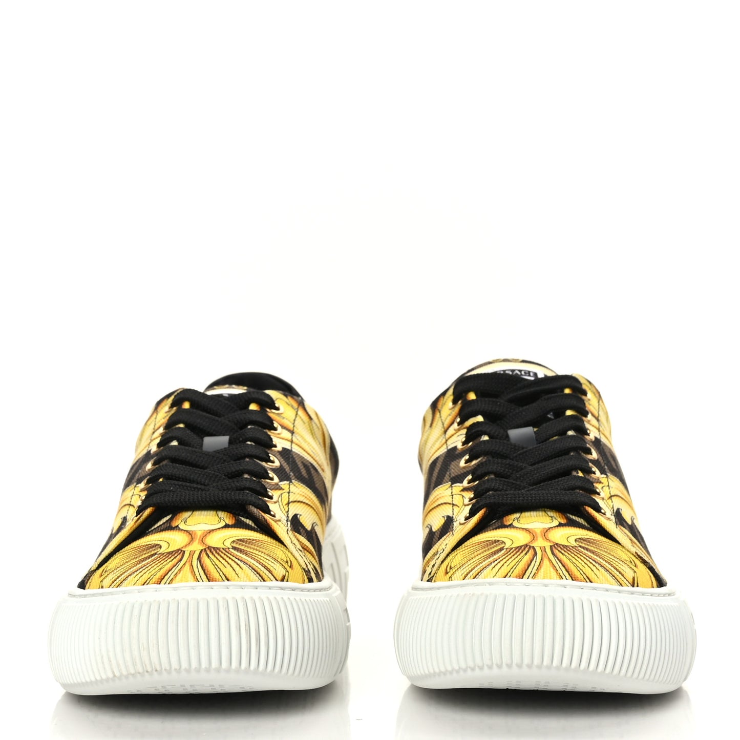 X FENDI Fabric FF Baroque Womens Fendace Greca Sneakers 40 Gold Multicolor