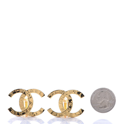 Chanel Metal Large Paris Clip On Earrings Gold 2 of 5