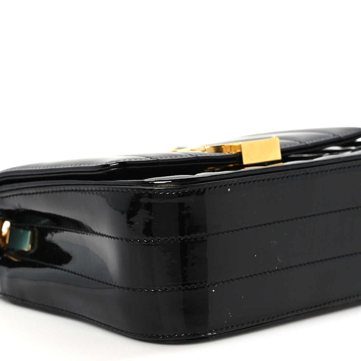 Patent Calfskin Matelasse Monogram Small Vicky Chain Bag Black