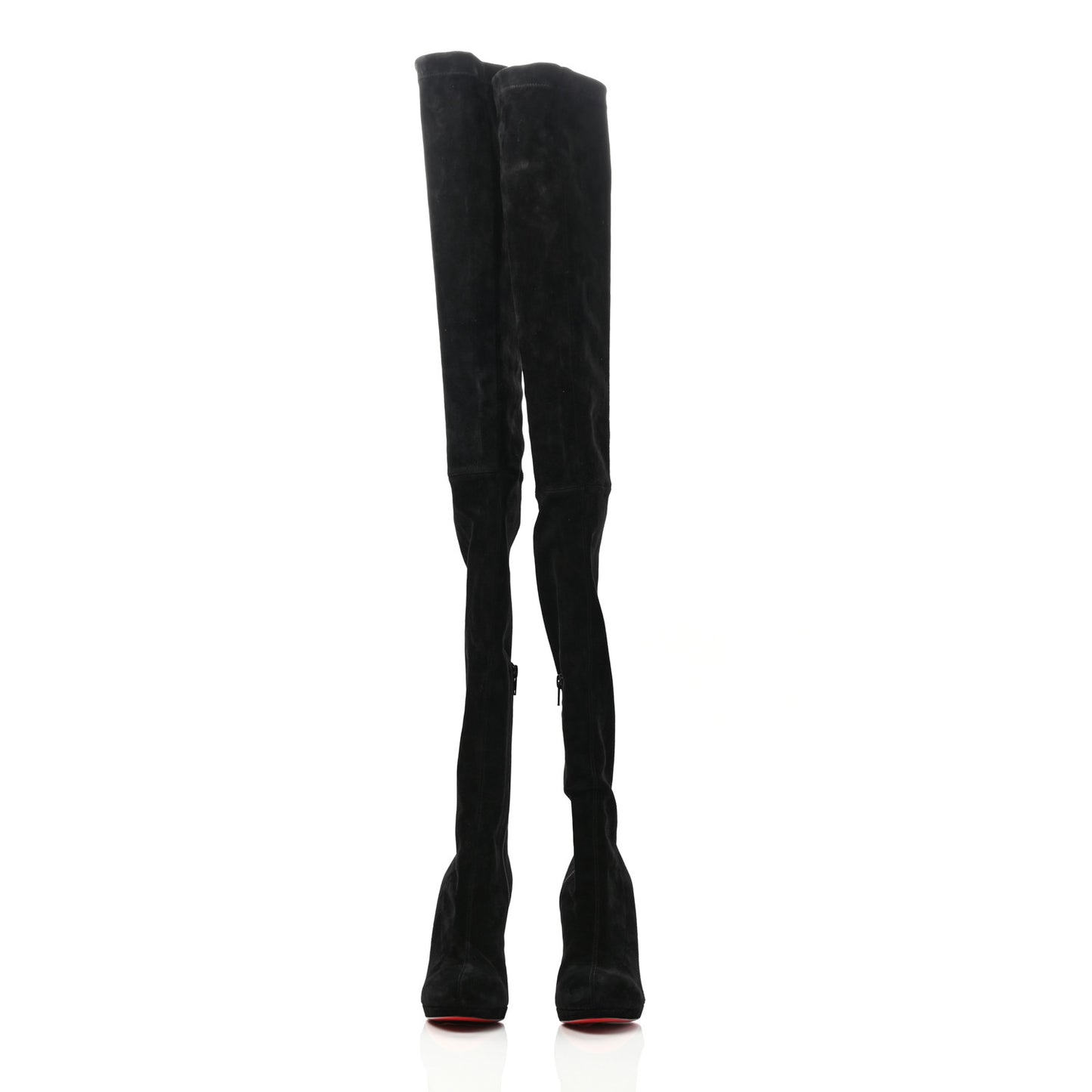 Suede Calfskin Louise XI 120 Thigh High Boots 36 Black