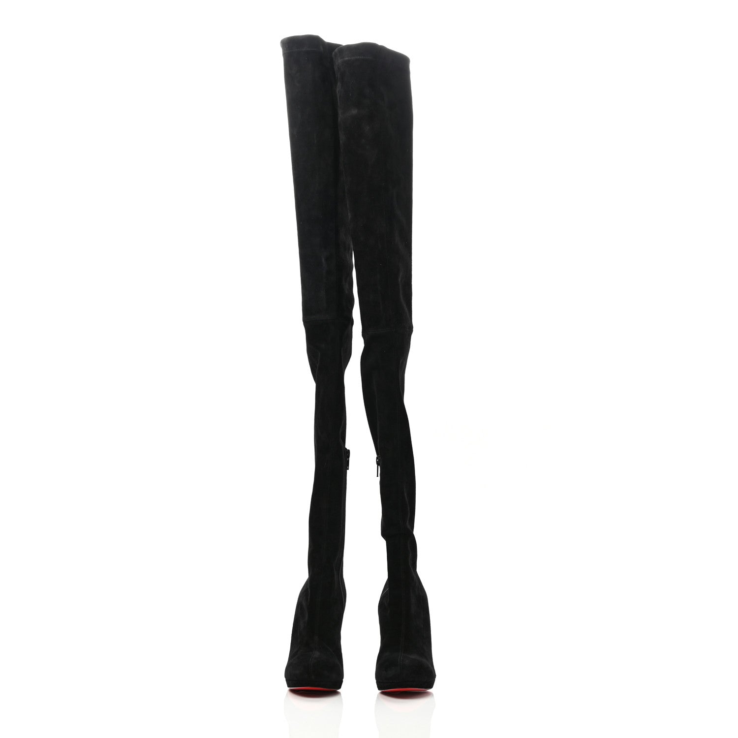 Christian Louboutin Suede Calfskin Louise XI 120 Thigh High Boots 36 Black 2 of 7