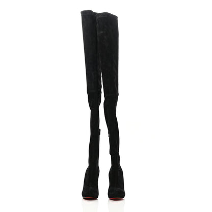 Christian Louboutin Suede Calfskin Louise XI 120 Thigh High Boots 36 Black 2 of 7