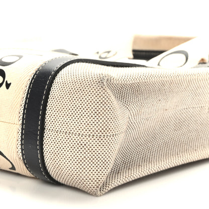 Chloe Cotton Calfskin Small Woody Ribbon Tote With Strap White Navy 8 of 8