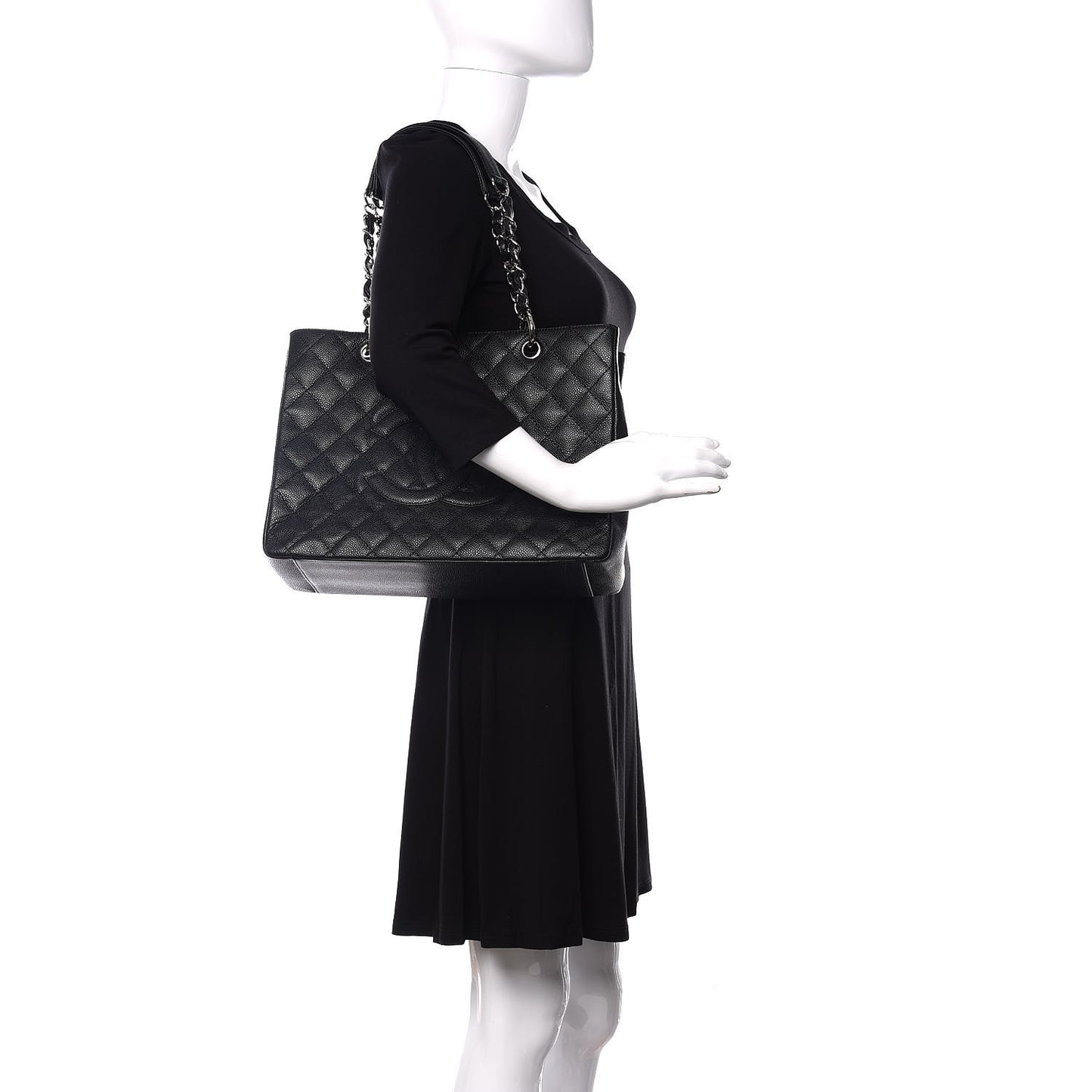 Caviar Quilted Grand Shopping Tote GST Black