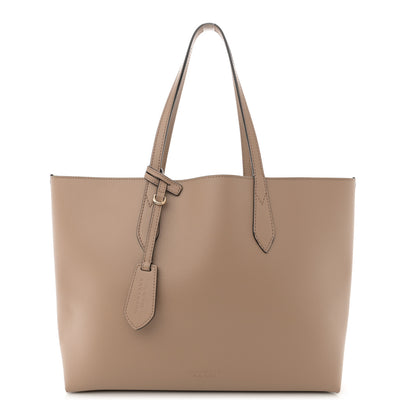 Burberry Grainy Calfskin Haymarket Check Medium Reversible Tote Camel 1 of 17