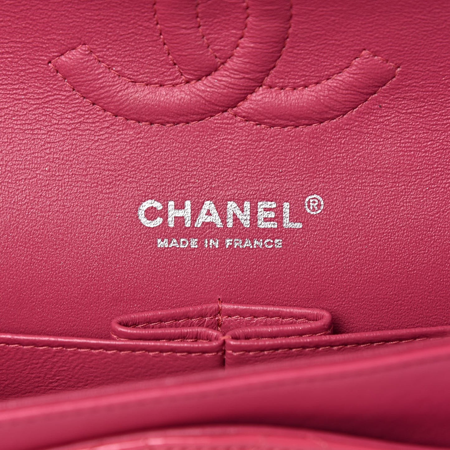 Patent Quilted Medium Double Flap Fuchsia