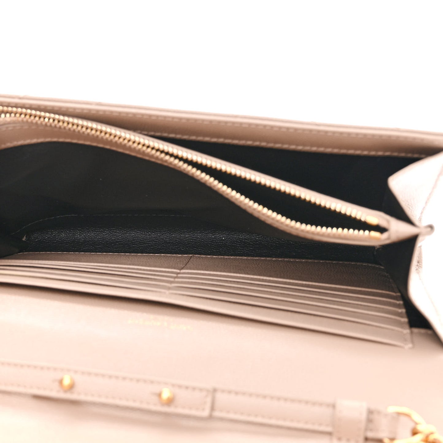 Grain De Poudre Matelasse Chevron Monogram Chain Wallet Dark Beige